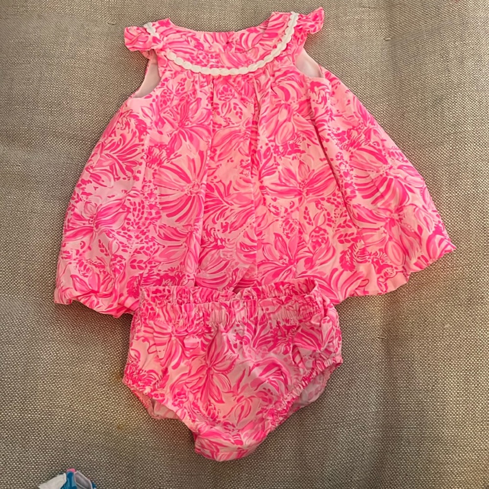 Hot Pink Lilly dress with bloomer 3-6mos